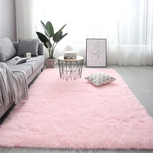 Nordische flauschige Teppiche für Schlafzimmer/Wohnzimmer, rechteckig, großer Plüsch-Anti-Rutsch-weicher Teppich, weiß, rosa, rot, 13 Farben 210317