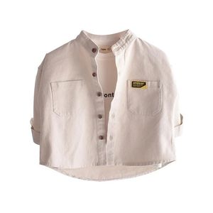 Camicia da bambino in cotone a maniche lunghe, giacca ampia moda coreana P4072 210622
