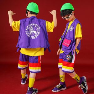 Hip Hop Kids Jazz Dance Kostymer För Flickor Pojkar Ballroom Dancing Stage Outfits Jackor Utför Dancewear T Shirts Byxor Slitage
