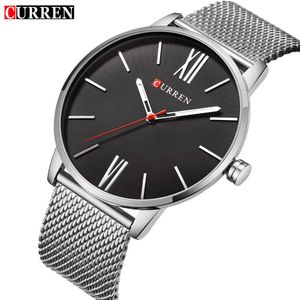 Curren Classic Design Business Mäns Armbandsur Mode Casual Quartz Man Klocka Rostfritt Stål Band Klockor Relogio Masculino Q0524