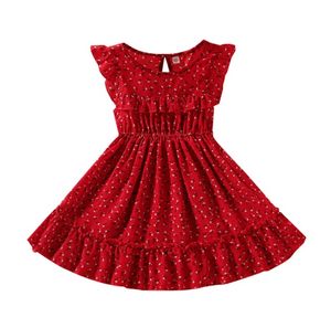 Spets ärm baby flicka väst blommig klänning röd färg chiffong ny design barn tjejer kjolar
