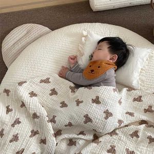 MILANCEL Autumn Baby Blankets Bear Print Cotton Casual Sleeping 211105