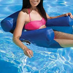 Foldable Dual Purpose Aquatic Deck Chair Inflatable Floats Tubes Leisure Time Backrest Hammock Bed Inflation Swimming Pool Water Floating Raft 20lz T2