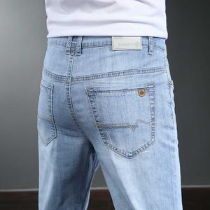 İlkbahar Yaz erkek streç ince kot iş rahat moda ince düz denim pantolon erkek klasik marka pantolon 210531