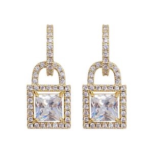 Subtle and micro-studded lock generous zirconium temperament, tide earrings, full diamonds, small lock-shaped earrings