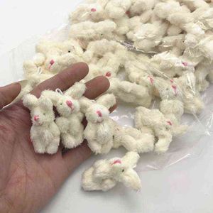 10pc/lot 3.5cm 4cm Soft Mini Joint Rabbit Pendant Bunny For Key Chain Bouquet Toy Doll DIY Ornaments Gifts Y211119