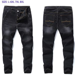 Jeans Masculinos Homens Grande Elástica Elástica Cintura Alta Fábrica Venda Direta Completa Calças Super Plus Size 32-42 44 46 48