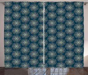 Curtain & Drapes Victorian Curtains Kids Room Vintage Stars And Abstract Geometric Swirls Pattern Timeless Motifs Window For Living