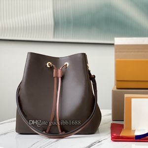 High quality designer handbags drawstring bags luxury women purses brown flowers logos print canvas monogrann fashion classic bucket bag with date code