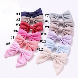 Children's hair Head Pieces accessories cotton linen cloth art girls hairpin 12-color bag waist bow a word clip goods