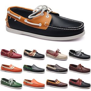 Casual tygskor män läder loafers sneakers botten lågklassig klassisk svart orange klänning sko mens tr 41 s