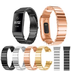 Ny ersättning Rostfritt stål Armband Smart Watchband Strem för Fitbit Charge 3 Quick Release Smart Watch Support Tillbehör H0915