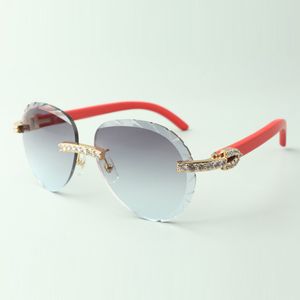 Classic XL diamond sunglasses 3524027 with natural red wood arms glasses, Direct sales, size: 18-135 mm