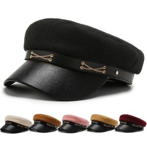 Casual Militars Newsboy Caps Mulheres Algodão Beret Flat Bonés Capitão Cap Vintage Black Sport Masculino Chapéu de couro