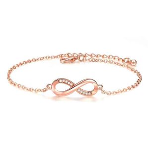 Elegant Infinite Bracelet O-shape Chain Adjustable Diamond Digital Bracelet For Women Girls