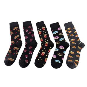 Men's Socks PEONFLY Funny Food Men Sand Hamburger Doughnut Pattern Sokken Short Combed Cotton 2021 Happy Female