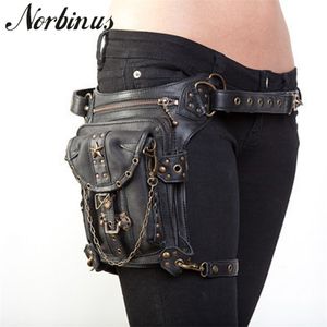 Norbinus Steampunk Waist Ben Bags Kvinnor Män Victorian Style Holster Bag Motorcykel Lår Hip Belt Packs Messenger Shoulder 211027