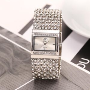 Avanadores de pulso relógios de luxo mulheres bracelete de bracelete de metal coletor de cinta retângulo Dial