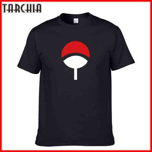 Tarchia 2022 Oversized Summer Sasuke Uchiha Crest T-shirt Bomull Toppar Tees Men Kortärmad Pojke Casual Homme Tshirt T Shirt Plus G1222