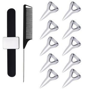 Hårborstar 12 st Val av Verktyg Metal Parting Ring Sektionskam för Braiding Weaving Curling Styling Extension