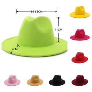 Fedora hattar Woolen Wide Brim Hat Solid Färg Män Silk Caps Kvinnor Vintage Cap Höst och Vinterstil WMQ1240