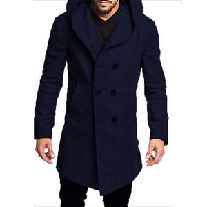 ZOGAA MEN WOOL BLENDS JACKET Helt avslappnad mode Mäns långa trench Coat S-3XL Mens Coats och Jackor Male Windbreaker 211011