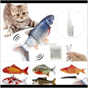 Malzemeler Ev Bahçe Bırak Teslimatı 2021 2pcs Cat USB Şarj Simülasyonu Taşıma Disket Balık Kedileri Oyuncaklar Etkileşimli Elektrikli Köpek Evcil Hayvan Oyuncak Damla