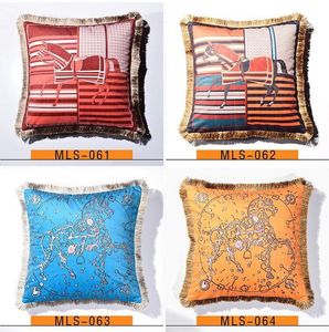 Luxury pillow case designer Signage tassel 20 carriage geometry patterns printting pillowcase cushion cover 45*45cm for 4 seasons decorative