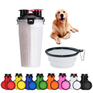 Dog Feeder 2 w 1 Psy Butelka Wody Zwierzęta Kochane Miseczki Podróży Cat Foods Container Dish Cups Narzędzia Pet Supplies WQ467-WLL