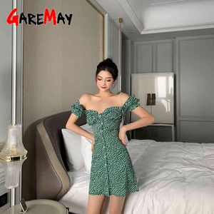 Women's Dress Chiffon Floral Print V Neck Causal Ladies Korean Short Dresses With Flowers Summer Sundresses Women 210428