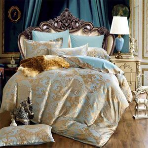Jacquard Bed Sheet Set Linne för Home Duvet Cover 220x240 Bäddscread Euro Double Pillow Case Textil Luxury Bedroom Conterter 210706