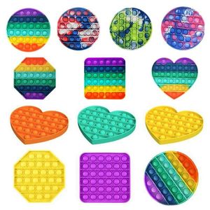 30 стиль Rainbow Push Fidget Toy Sensosory Push Bubble Autism Особые нуждается в беспокойстве Restever для офисных работников флуоресценции
