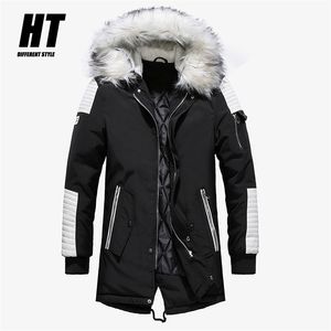 Kış Ceket Erkekler Kalınlaşmak Sıcak Parkas Rahat Uzun Dış Giyim Kapüşonlu Yaka Ceketler Mont Hombre Invierno Bırak 210910