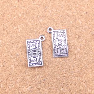 80 sztuk Antique Silver Bronze Plated 100 Dollars Pieniądze Charms Wisiorek DIY Naszyjnik Bransoletka Bransoletka Ustalenia 10 * 19mm