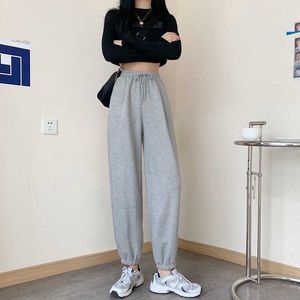 Wide Leg Women's Pants High Waist Srtaight Solid Lösa byxor För Kvinnor 2021 Höst Nya Tunna Casual Koreanska Kvinnliga Sweatpants Q0801