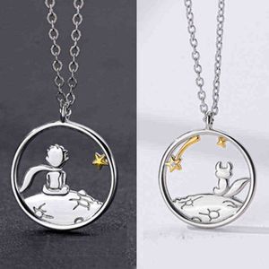 Couple Necklaces Set Prince Spirit Fox Pendant Titanium Steel Glossy Chain Necklace Valentine's Day Anniversary Jewelry Gift G1206