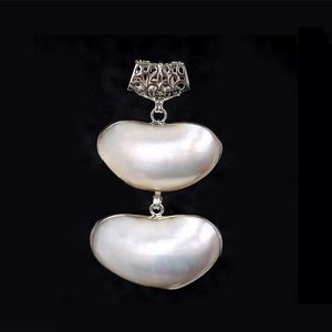 Two White Shell Beads Combination Pendant Natural Sea Shells for Necklace Making 5 Pieces