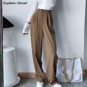 Calças de terno streetwear para mulher verão primavera cintura alta khaki pants calças femininas feminino coreano roupas negócio solto calças mulher q0801