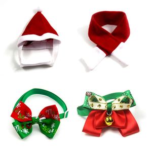 Hundkläder 30 datorer Katter Caps Pet Santa Hat Scarf and Collar Bow Tie Christmas Costume For Puppy Kitten Small Cats Dogs Pets Accessories