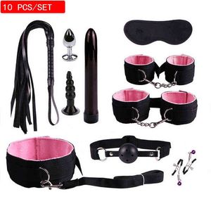 Sm-Bondage, Sm-Bondage, 11-teiliges Set, Leder-Sexspielzeug für Erwachsene, Erotik-BDSM-Kits, Knechtschaft, Handschellen, Peitsche, Knebel, SM-Bdsm-Nippelklemmen, 1126, 1126, 1126