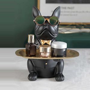 Bulldog Skulpturbord Dekoration Multifunktionsbord Förvaring Staty Dekorativ Coin Bank Hemrum Inredning Figurin