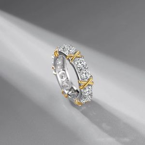 Кольцо из стерлингового серебра S925 с микронабором и бриллиантами, трендовое кольцо для пары, светильник, роскошная ниша, элитное изысканное сетчатое красное ювелирное изделие унисекс, подарок2896398
