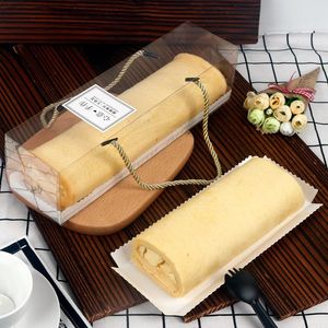 Gift Wrap 20st Swiss Roll Transparent Box Strawberry Cake Packaging Handduk Bakning Birthday Party Girl's