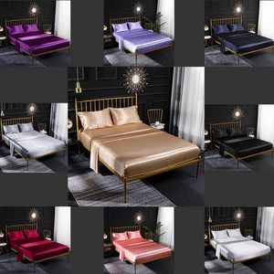 デザイナーキルトベッドカバーラージラグジュアリー寝具セット4ピースセットホームティチル用品ヨーロッパとアメリカのアイスシルクサテンカラー