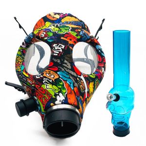 Máscara de gás Bong Tabacco Shisha Tubulação Acrílica Fumar Hookah Fantasia Dress Festa Jogo Máscaras De Borracha De Silicone