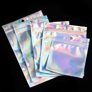Jewelry Pouches, Bags 10-50pcs Translucent Iridescent Zip Lock Cosmetic Packaging Self Sealing Gift Bag Clear Reclosable Vacuum Fresh
