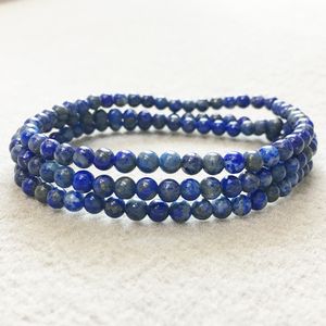 MG0078 Toptan Doğal AA Sınıf Lapis Lazuli Bilezik Satışa Yoga Mala Boncuk Takı 4mm Mini Taş Bilezik Seti