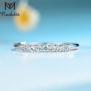 Kuololit 100％天然モアッサナイトTopaz gemstonesのリング女性のための堅い925スターリングシルバーの結婚式のバンドギフトファインジュエリー