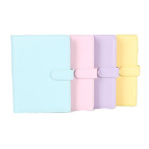 A6 PU-Leder-Notizblock-Einband, nachfüllbar, 6 Ringbücher, lose Blätter, persönlicher Organizer, Blau, Gelb, Lila, Rosa, KDJK2105