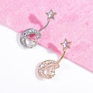 Andere pc Sexy Star Moon Navel Belly Button Ringen Piercing Crystal Steel Woman Body Sieraden Barbell Dames Accessoires C3